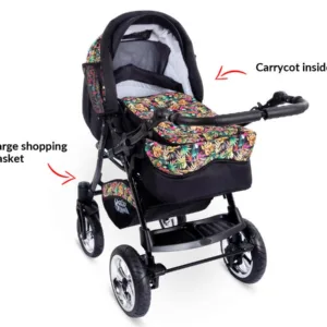 Visione alternativa di 3 in 1 Stroller Urban Style Pushchair Buggy Travel Baby Pram with Car Seat In Vintage White
