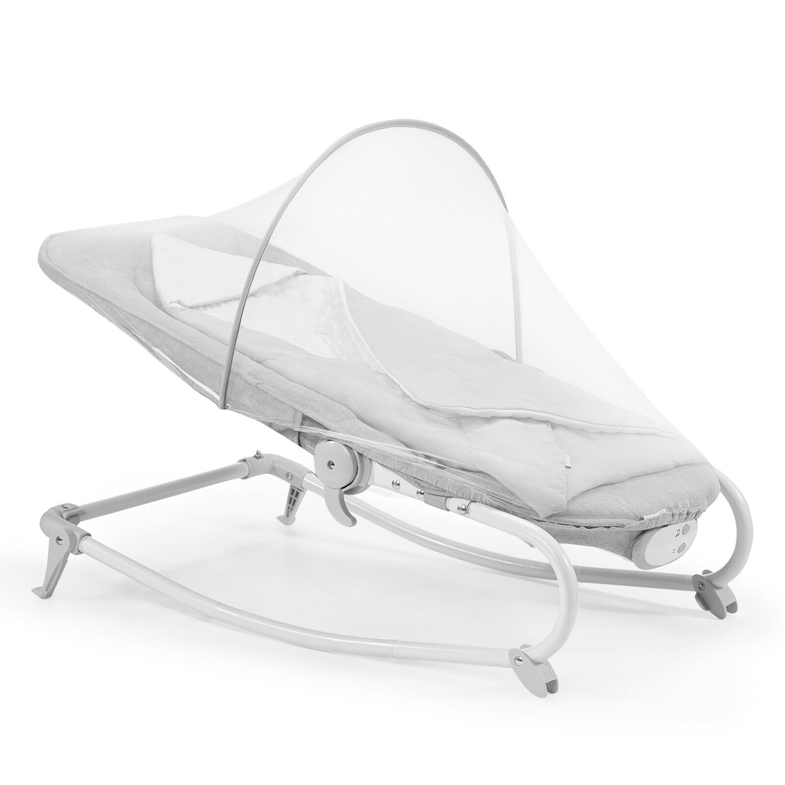 Baby Bouncer Rocker Bouncing Cradle FELIO Infant Rocker Electric Swinger Foldable Crib in Gray - Image 4