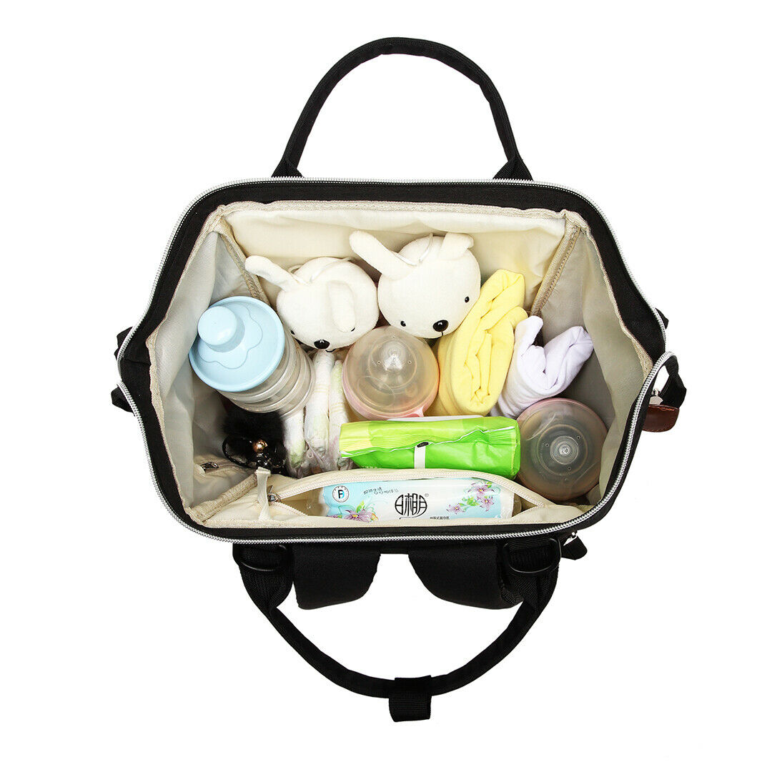 Nappy Pram Bag for Changing Nappies. Baby Diaper Pram Bag with USB Charging in Black and Polka Dot Pattern - Image 7