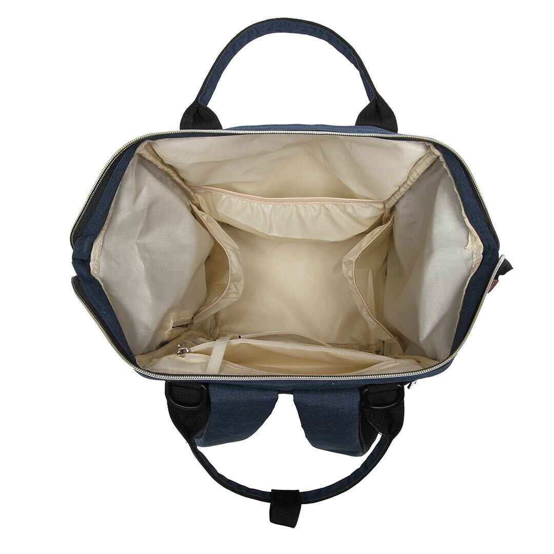 Nappy Pram Bag for Changing Nappies. Baby Diaper Pram Bag with USB Charging in Navy and Polka Dot Pattern - Image 8