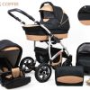 Baby Buggy Pram Car Seat 3 in 1 Travel System Pushchair All In One in Black Coffe