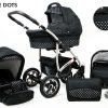 Baby Buggy Pram Car Seat 3 in 1 Travel System Pushchair All In One in White Dots