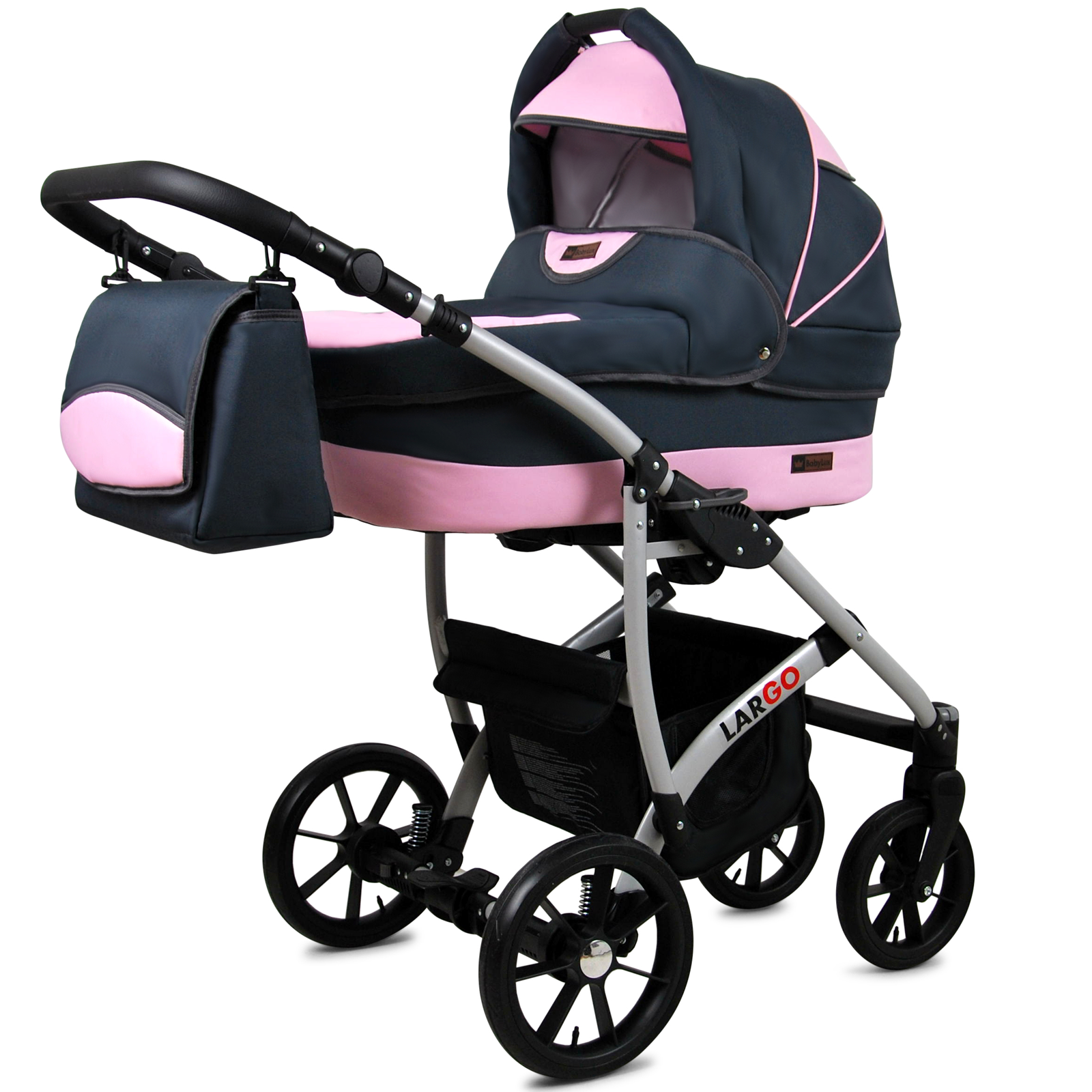 Baby Buggy Pram Car Seat 3 in 1 Travel System Pushchair All In One in Grey Light Pink - Image 3