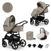 Foldable 3in1 Newborn Baby Pushchair Stroller Black Edition - Beige