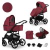Foldable 3in1 Newborn Baby Pushchair Stroller Black Edition - Claret
