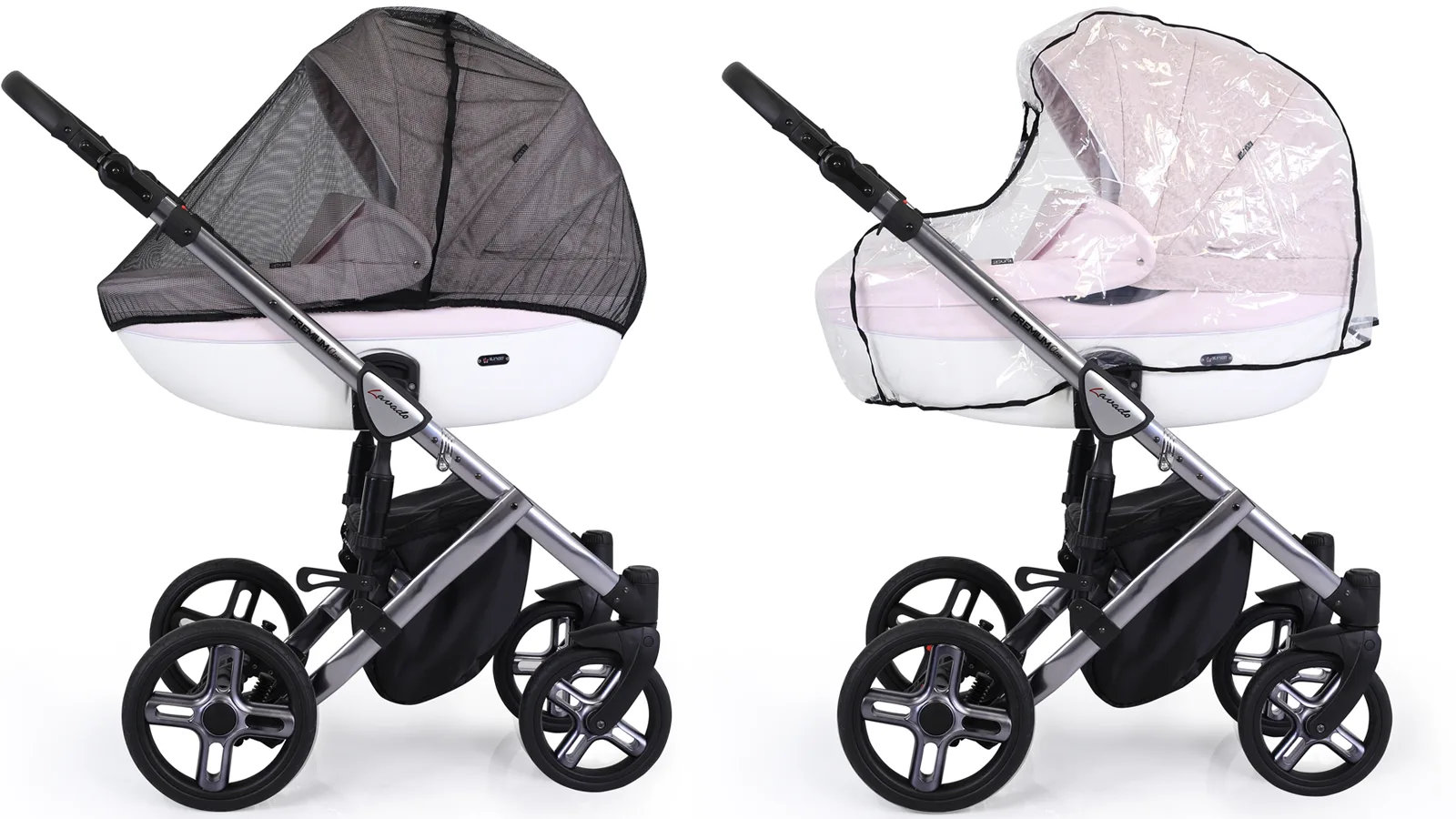 Baby Pram 3in1 Lightweight Travel System Pushchair Isofix base in pink gold frame - 4 kép