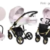 3 az 1-ben könnyű utazórendszerű babakocsi Isofix talppal, rózsaszín-arany keretben