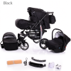 Black Baby Pram Foldable Car Seat Travel System Set 3in1