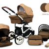 Baby Pram From Birth Pushchair Buggy 3 in1 Travel System Boys Girls ISOFIX BASE -Chocolate - white frame