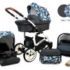 Baby Pram From Birth Pushchair Buggy 3 in1 Travel System Boys Girls ISOFIX BASE -Grey Moro - white frame