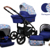 Baby Pram From Birth Pushchair Buggy 3 in1 Travel System Boys Girls ISOFIX BASE -Portuguese Tiles - black frame