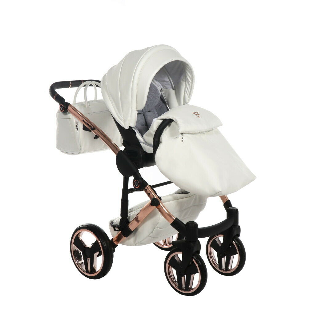 Baby Pram Individual Travel System Stroller 4in1 in White and Copper Frame - obrazek 5