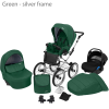 New Baby Pram Retro Set Classic Pushchair 3in1 Travel System Green Silver Frame