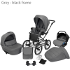 New Baby Pram Retro Set Classic Pushchair 3in1 Travel System Grey Black Frame