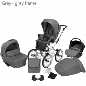 New Baby Pram Retro Set Classic Pushchair 3in1 Travel System Grey - Grey frame