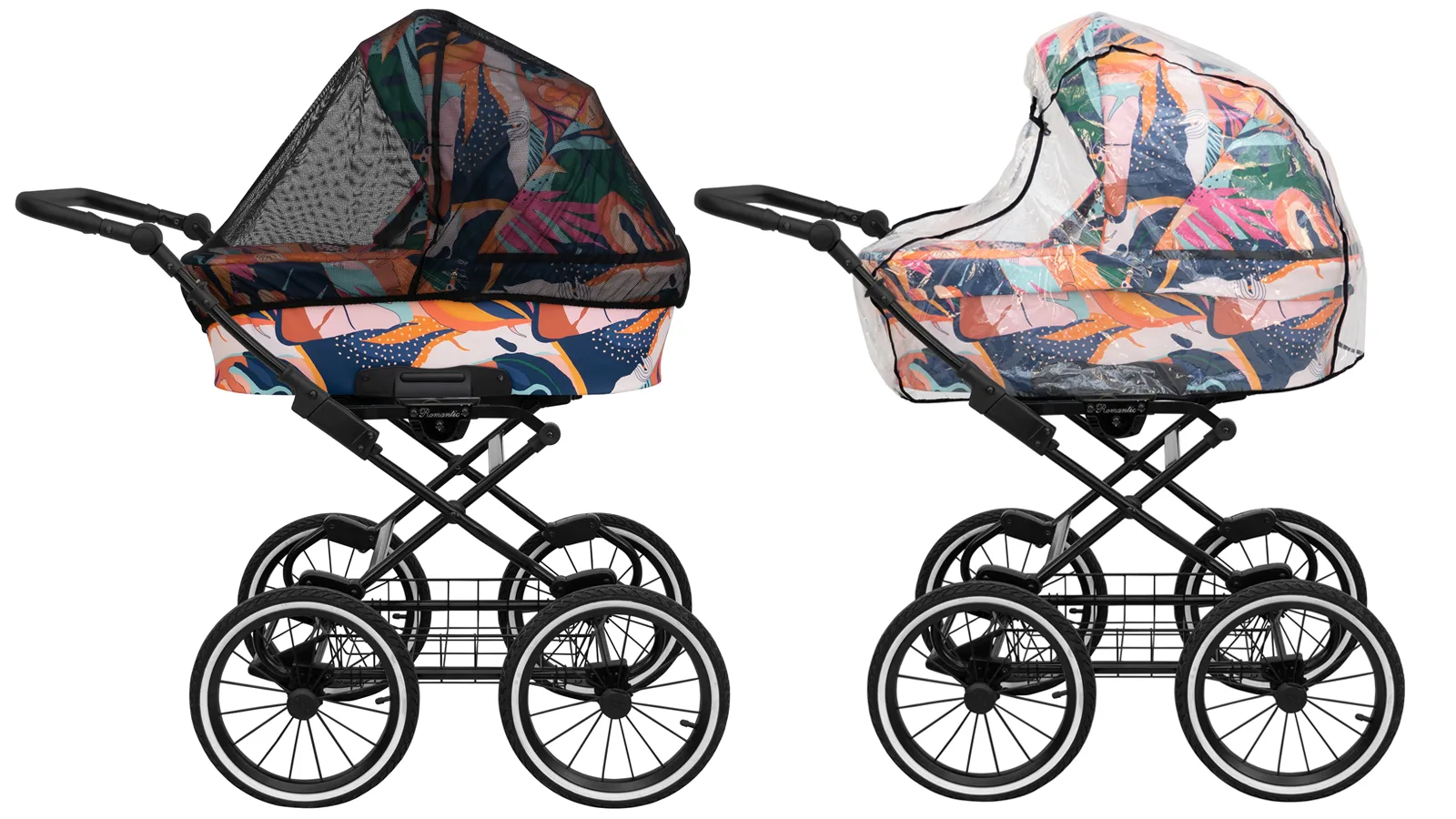 New Baby Pram Retro Set Classic Pushchair 3in1 Travel System Multicoloured Silver Frame - immagine 3