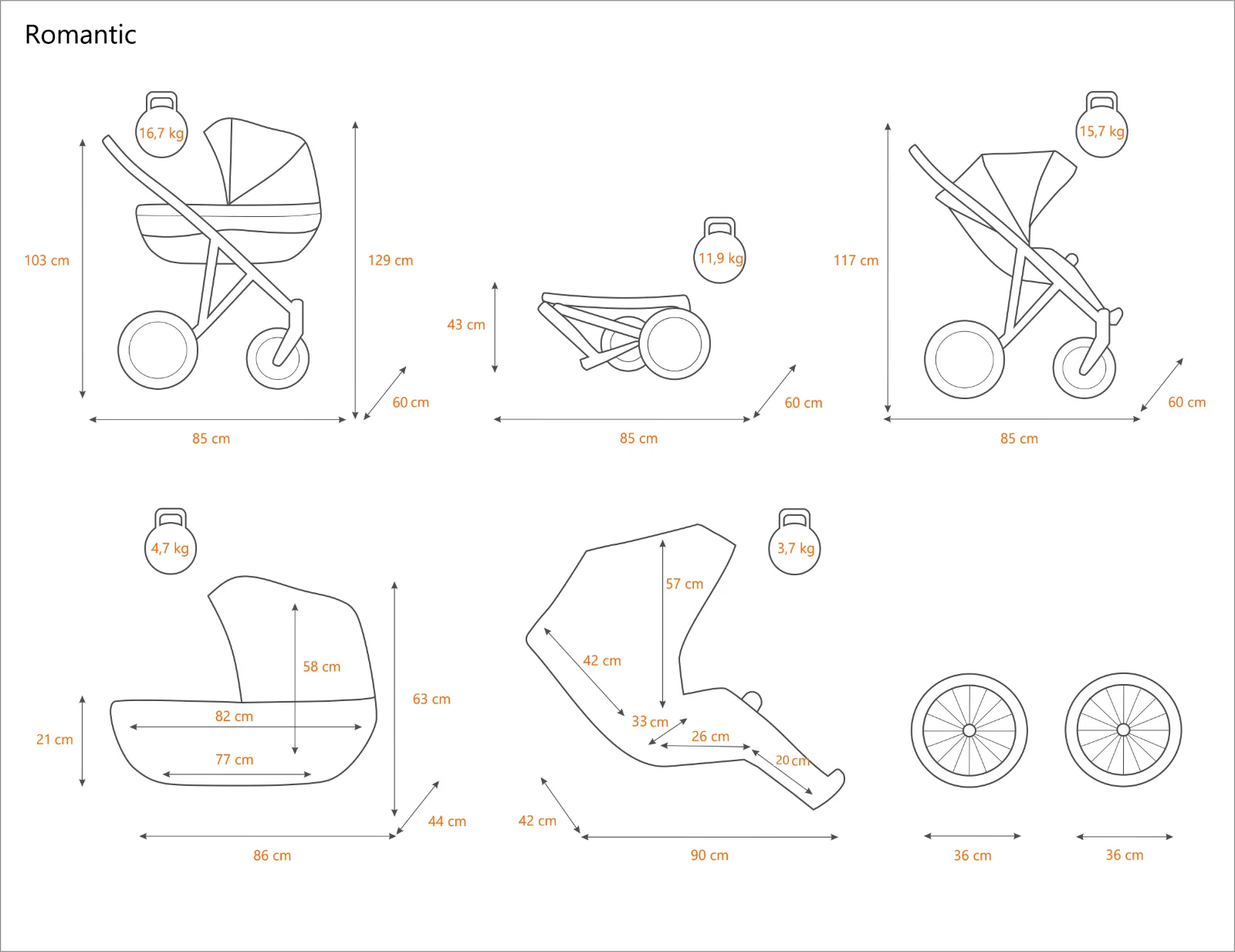 New Baby Pram Retro Set Classic Pushchair 3in1 Travel System Multicoloured Silver Frame - immagine 6