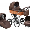 Baby Pram 3in1 Retro Classic Wicker in Chocolate Brown