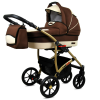 Brown Cream Baby Pram Travel System 3 in 1  Pushchair Car Seat Toddler