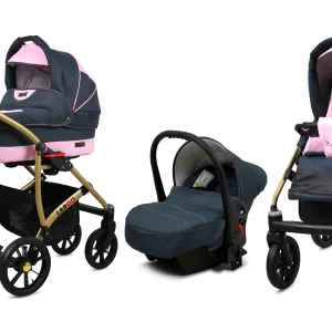 Az Grey Light Pink Baby Pram Travel System 3 in 1  Pushchair Car Seat Toddler alternatív nézete