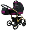 Purple Black Baby Pram Travel System 3 in 1  Pushchair Car Seat Toddler