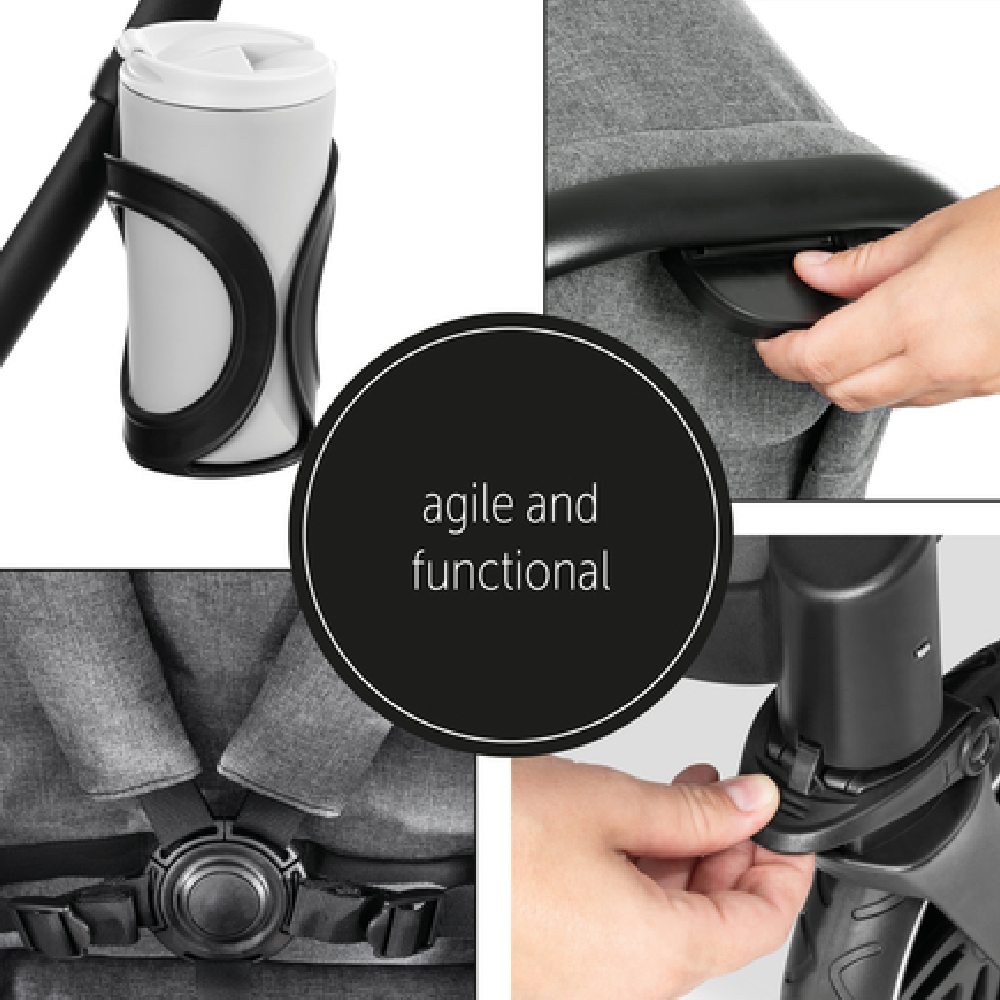 Hauck Atlantic Twin Double Buggy Pushchair Pram Grey set Birth to 3Yrs Grade A - Image 6