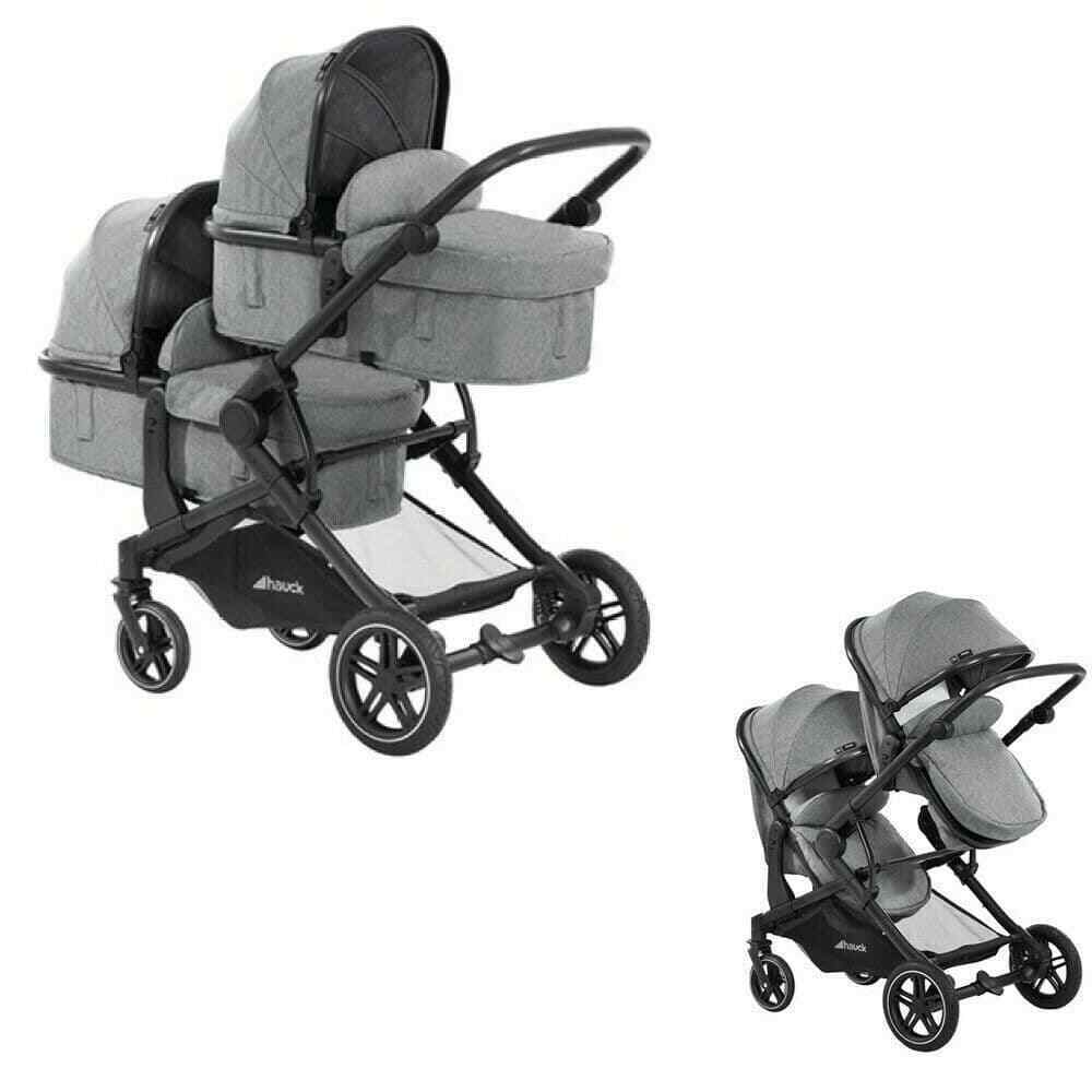 Hauck Atlantic Twin Double Buggy Pushchair Pram Grey set Birth to 3Yrs Grade A - Image 2