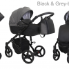 Luxury Baby Pram Pushchair Buggy Lightweight Stroller Travel System Car seat - Black & Grey - black frame