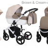 Luxury Baby Pram Pushchair Buggy Lightweight Stroller Travel System Car seat - Brown & Cream - white frame