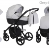 Luxury Baby Pram Pushchair Buggy Lightweight Stroller Travel System Car seat - Grey - black frame