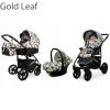 Baby Pram Set Car Seat 3in1 Foldable Pushchair Toddler - Gold Leaf