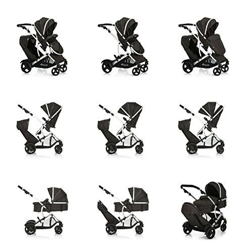 2 Double Tandem Twin Pushchair Pram Travel Sysytem + Carseat Set - Image 2