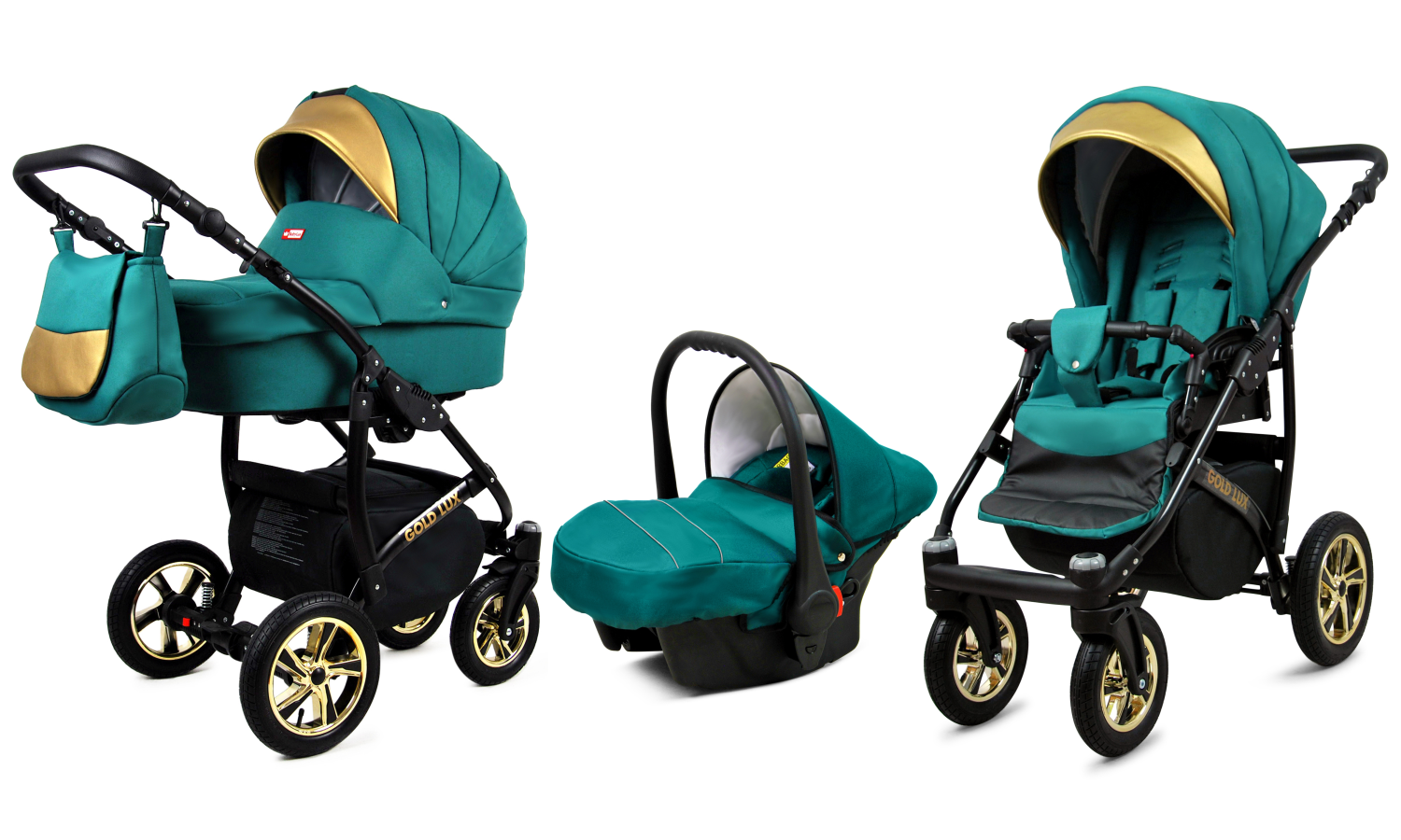 3 in 1 Luxury Cosy Folding Pushchair For Newborns & Toddlers in Bottle Green - Image 2