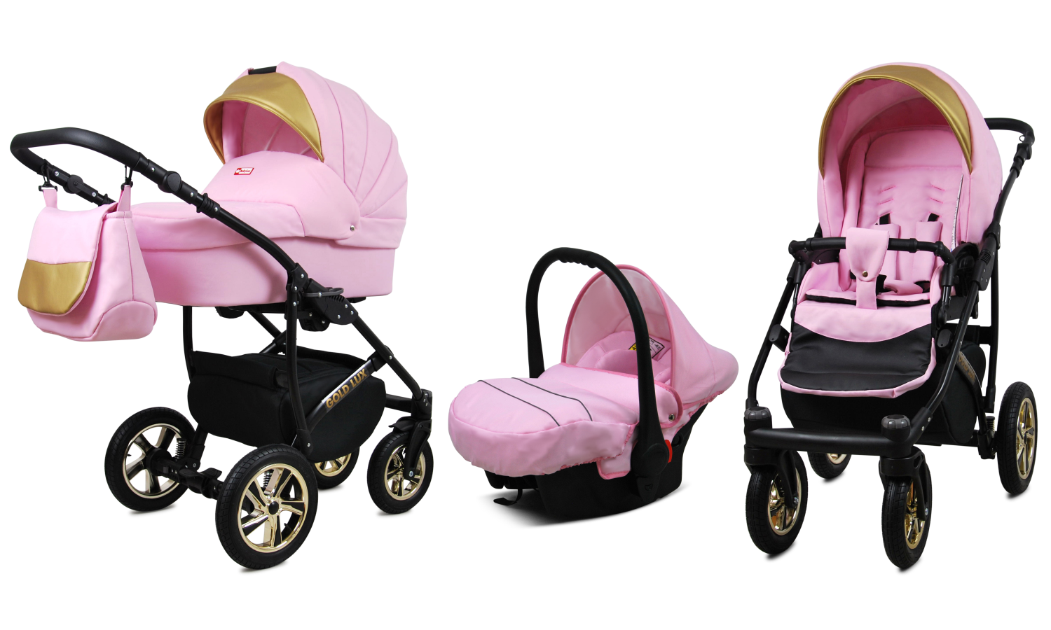 3 in 1 Luxury Cosy Folding Pushchair For Newborns & Toddlers in Pink - Image 2