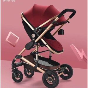 Alternative view of 3 in 1 Travel System Baby Stroller Pram in Luxury Red and Gold with Car Seat