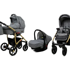 3 in 1 Luxury Stroller and Car Seat - Largo Pram Pushchair and Car seat by Babylux- In Gray Flex