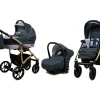 3 in 1 Luxury Stroller and Car Seat - Largo Pram Pushchair and Car seat by Babylux- In Magic Gray