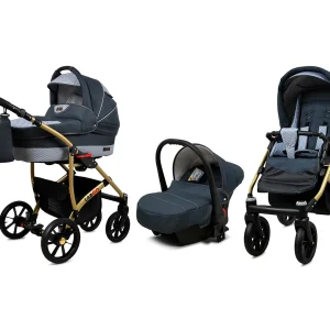 3 in 1 Luxury Stroller and Car Seat - Largo Pram Pushchair and Car seat by Babylux- In Magic Gray