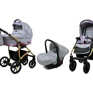 3 in 1 Luxury Stroller and Car Seat - Largo Pram Pushchair and Car seat by Babylux- In Pink Owl