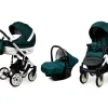 3 in 1 Luxury Stroller and Car Seat - Lilly Pram Pushchair and Car seat by Babylux- In Bottle Green