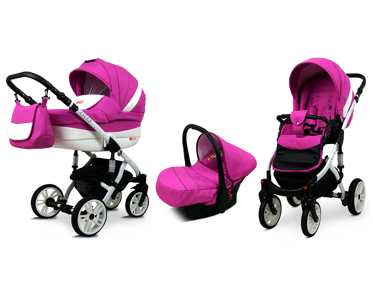 3 in 1 Luxury Stroller and Car Seat - Lilly Pram Pushchair and Car seat by Babylux- In Crocus