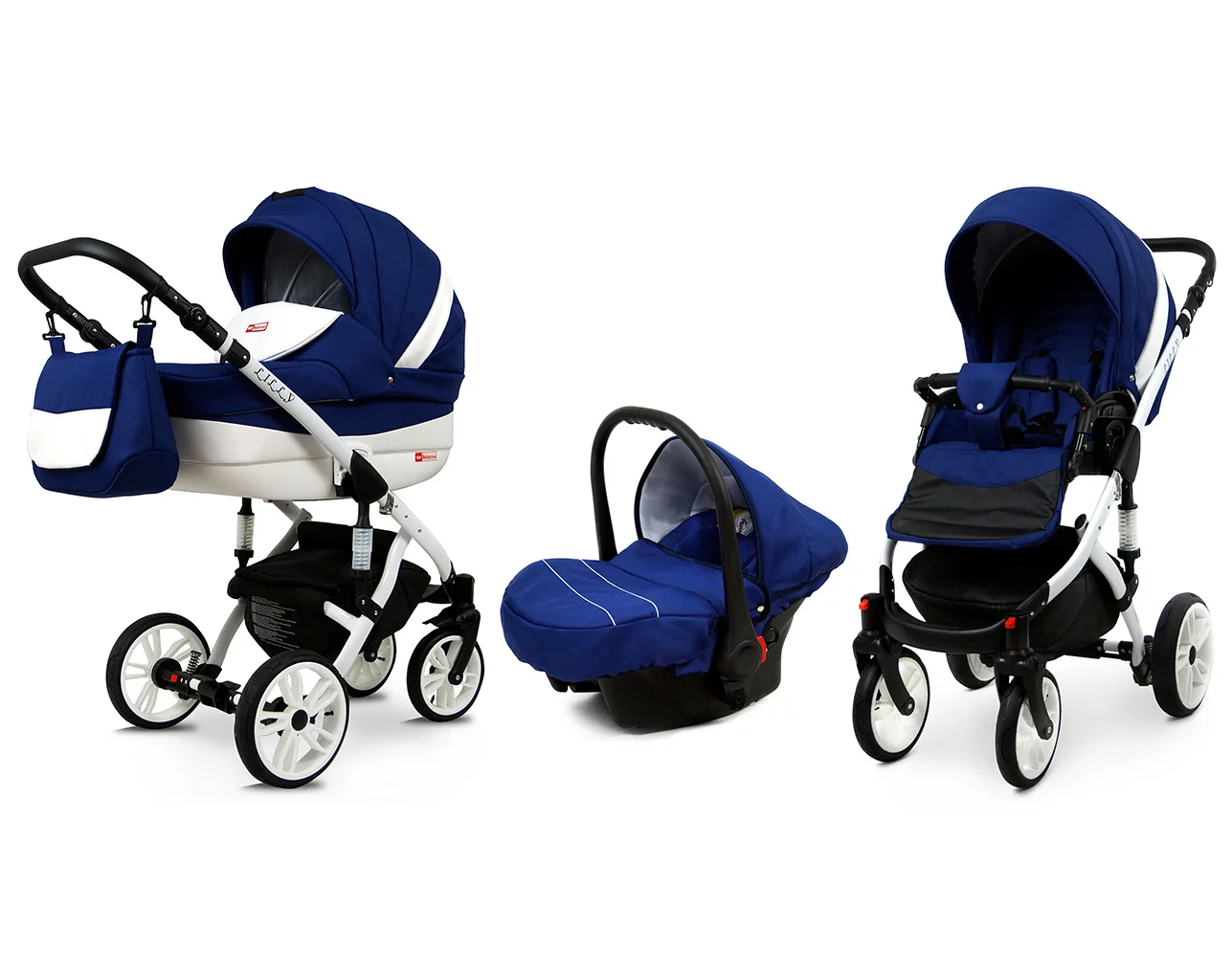 3 in 1 Luxury Stroller and Car Seat - Lilly Pram Pushchair and Car seat by Babylux- In Sailor Blue