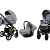 3 in 1 Luxury Stroller and Car Seat - Marlux Magnetic Pram Pushchair and Car seat by Babylux- In Silver