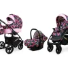 3 in 1 Luxury Stroller and Car Seat - Miracle Pram Pushchair and Car seat by Babylux- In Candy Hibiscus