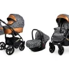 3 in 1 Luxury Stroller and Car Seat - Miracle Pram Pushchair and Car seat by Babylux- In Optical Copper