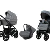 3 in 1 Luxury Stroller and Car Seat - Optimal Pram Pushchair and Car seat by Babylux- In Gray Flex