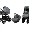 3 in 1 Luxury Stroller and Car Seat - Optimal Pram Pushchair and Car seat by Babylux- In Silver Stone