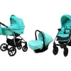 3 in 1 Luxury Stroller and Car Seat - Qbaro Pram Pushchair and Car seat by Babylux- In Mint