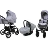 3 in 1 Luxury Stroller and Car Seat - Qbaro Pram Pushchair and Car seat by Babylux- In Silver