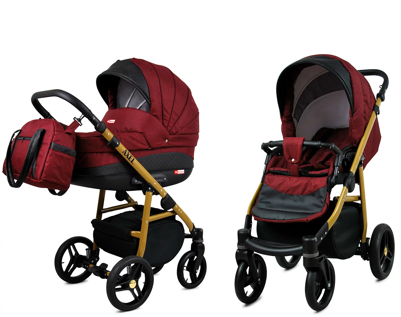 3 in 1 Luxury Stroller and Car Seat - Axel Pram Pushchair and Car seat by Babylux- In Plum - Image 2